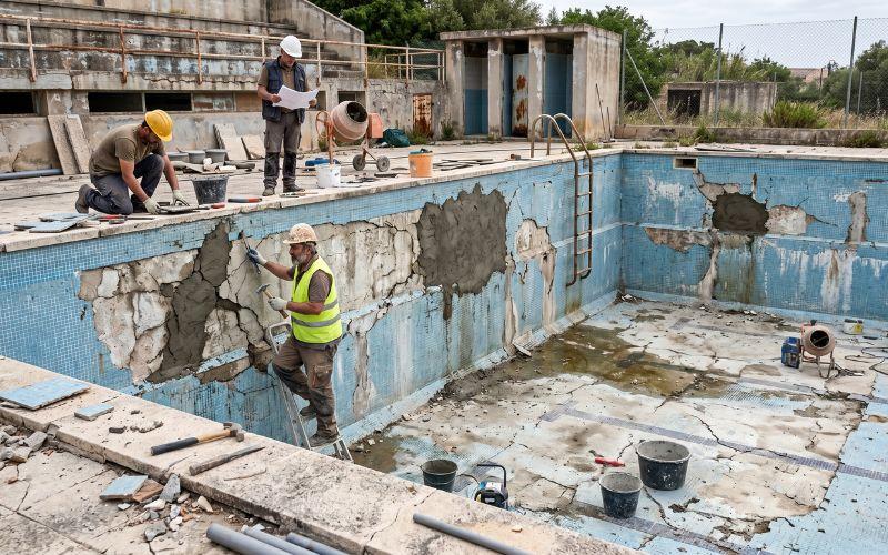 rehabilitación parcial insuficiente en piscina antigua