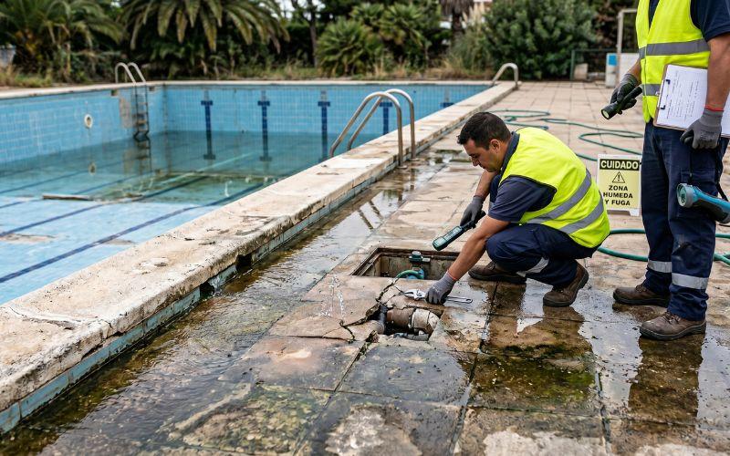fuga recurrente en piscina antigua
