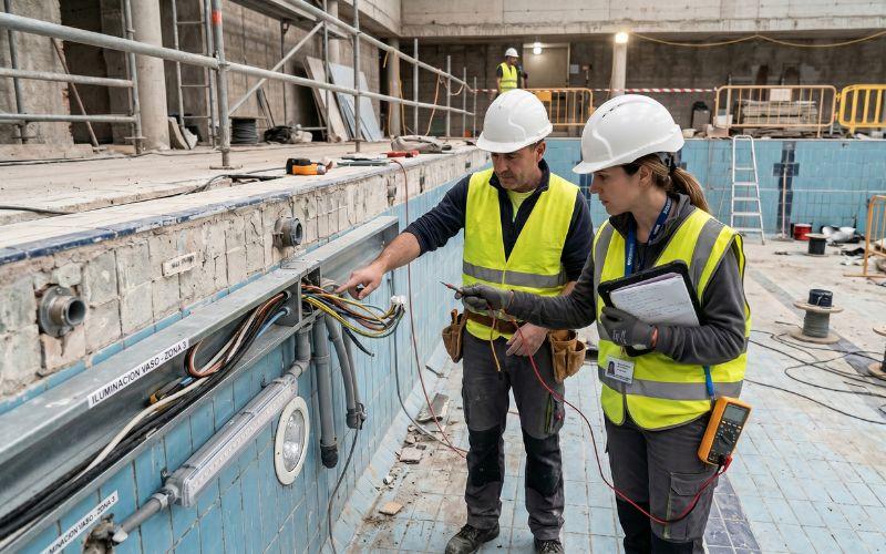 inspección de instalaciones técnicas en piscina rehabilitada
