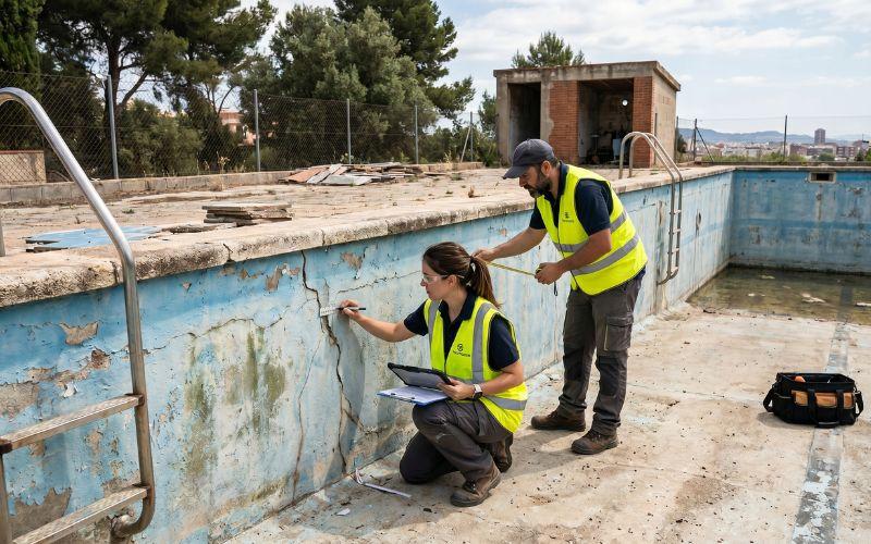 inspección previa de piscina antes de rehabilitación