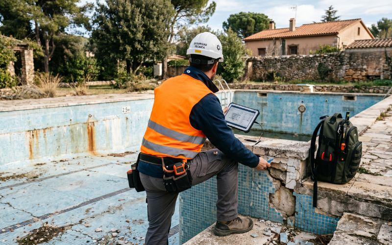 inspección previa de piscina antes de rehabilitación