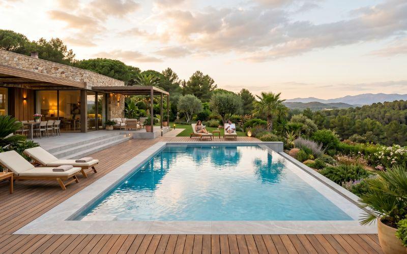 integración de piscina rehabilitada con el entorno de la vivienda