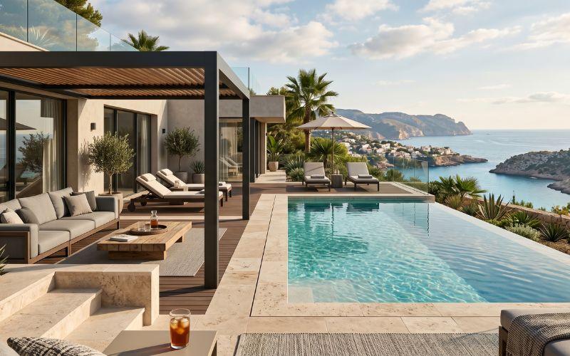 integración de piscina y espacio exterior moderno