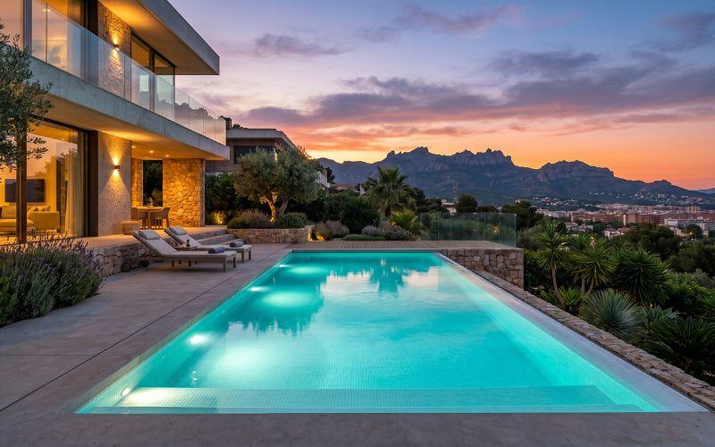 piscina modernizada con iluminación LED subacuática