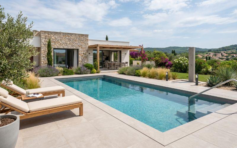 piscina rehabilitada con acabados modernos y uniformes