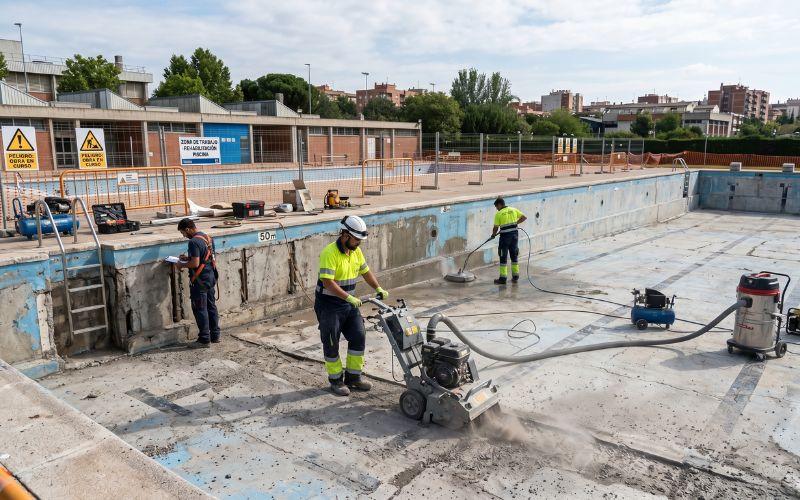 preparación previa para una rehabilitación de piscina