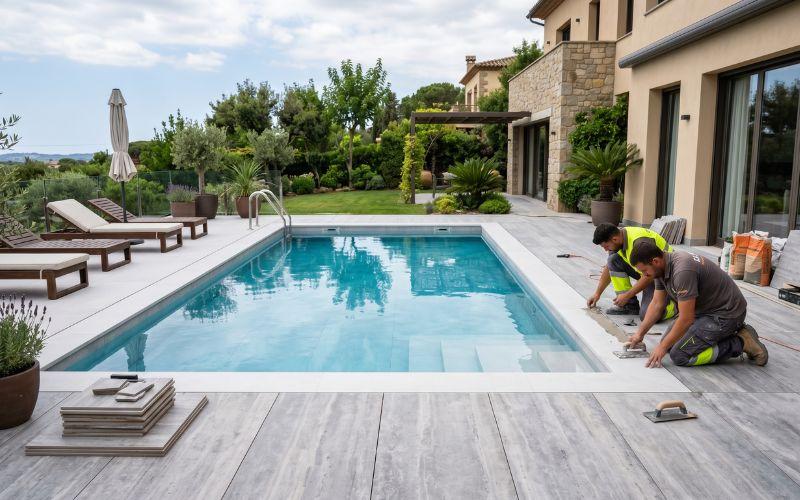 renovación exterior en rehabilitación de piscina